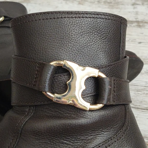 🟩Tory Burch Brown Leather Gemini Bootie - Picture 4 of 13